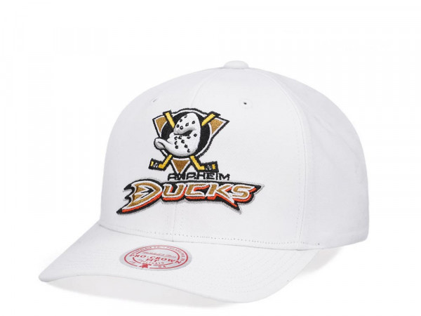 Mitchell & Ness Anaheim Ducks All in Pro White Snapback Cap