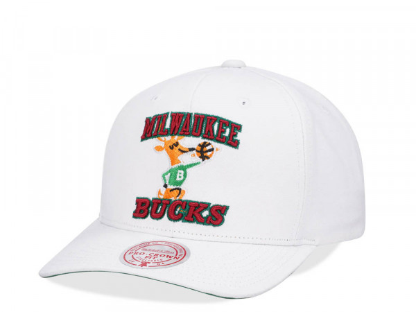 Mitchell & Ness Milwaukee Bucks All in Pro White Snapback Cap
