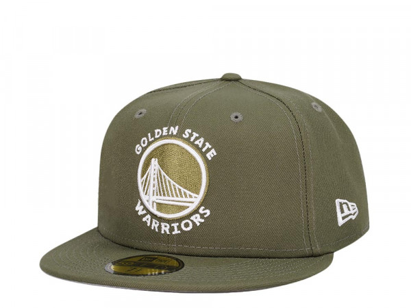 New Era Golden State Warriors Olive White Edition 59Fifty Fitted Cap