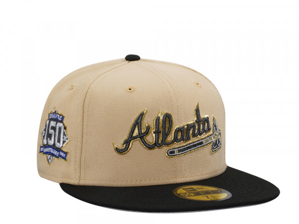 New Era Atlanta Braves 150th Anniversary Vegas Gold Metallic Two Tone Edition 59Fifty Fitted Cap