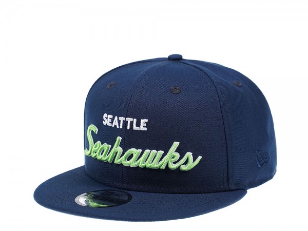New Era Seattle Seahawks Navy Script Edition 9Fifty Snapback Cap
