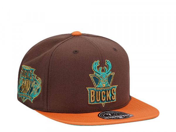 Mitchell & Ness Milwaukee Bucks 30th Anniversary Copper Top Hardwood Classic Dynasty Fitted Cap