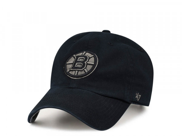 47Brand Boston Bruins Black Ballpark Camo Clean Up Strapback Cap
