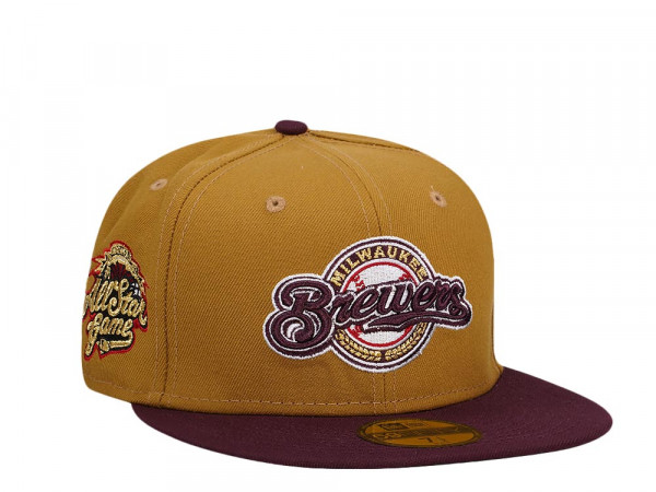 New Era Milwaukee Brewers All Star Game 2002 Old Gold Throwback Two Tone Edition 59Fifty Fitted Cap