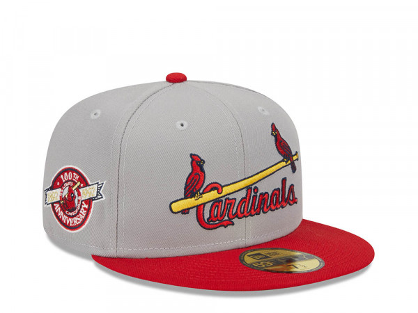 New Era St. Louis Cardinals Gray Retro Script 100th Anniversary Throwback Edition 59Fifty Fitted Cap