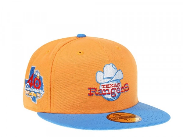 New Era Texas Rangers Khaki 40th Anniversary Iced Mango Two Tone Prime Edition 59Fifty Fitted Cap