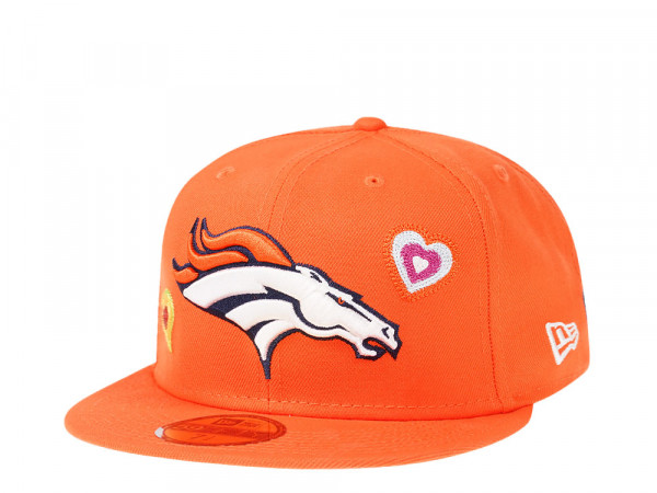New Era Denver Broncos Orange Chainstitchheart Edition 59Fifty Fitted Cap
