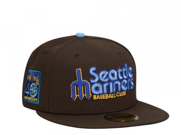 New Era Seattle Mariners 40th Anniversary Chocolate Script Throwback Edition 59Fifty Fitted Cap