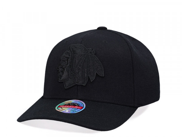 Mitchell & Ness Chicago Blackhawks Black On Black Logo Classic Red Snapback Cap