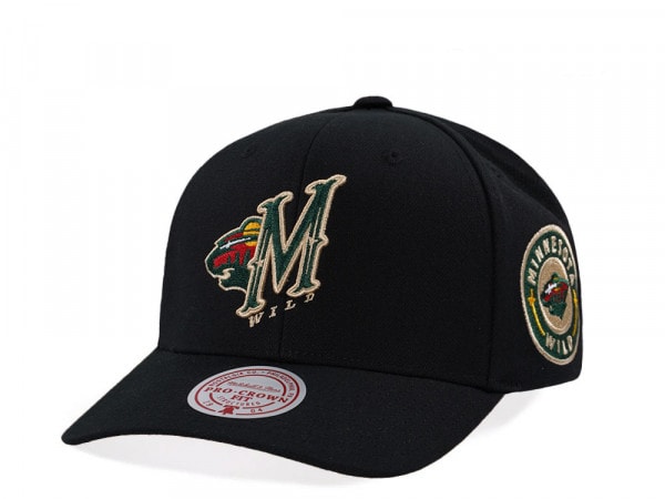 Mitchell & Ness Minnesota Wild Pro Crown Fit Vintage Black Snapback Cap