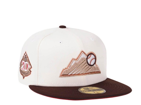 New Era Colorado Rockies 20th Anniversary Cream Red Two Tone Edition 59Fifty Fitted Cap