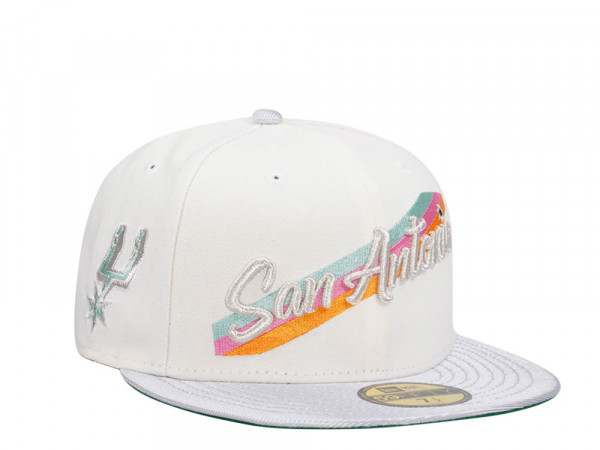 New Era San Antonio Spurs Chrome White Throwback Edition 59Fifty Fitted Cap
