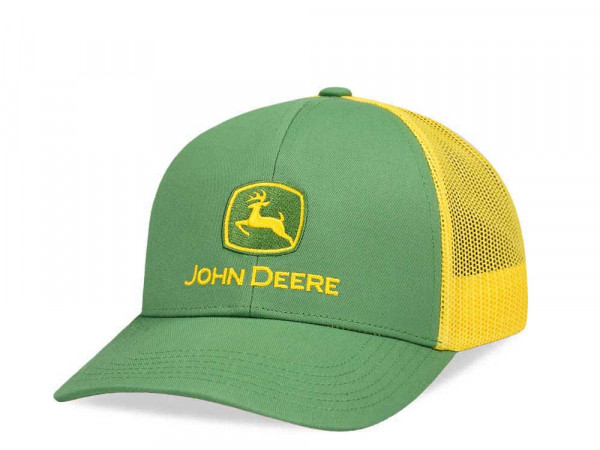 John Deere Logo Mesh Yellow Green Trucker Snapback Cap