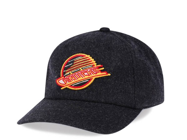 American Needle Vancouver Canucks Black Curved Archive Wool Strapback Cap