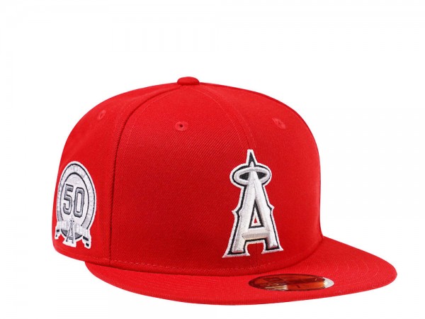 New Era Anaheim Angels 50th Anniversary Platinum Red Pink Edition 59Fifty Fitted Cap