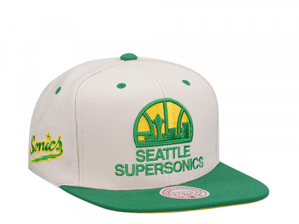 Mitchell & Ness Seattle Supersonics Sail Off White Two Tone Snapback Cap