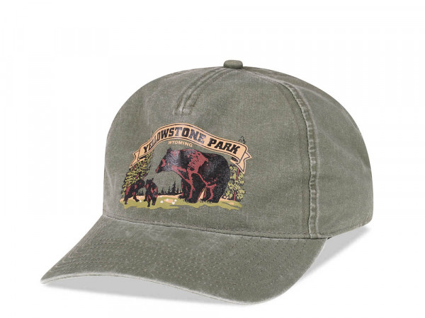 American Needle Yellowstone Park Olive Vintage Casual Snapback Cap