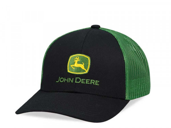 John Deere Logo Mesh Black Trucker Snapback Cap