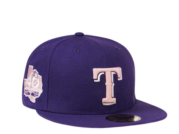 New Era Texas Rangers 40th Anniversary Purple Blush Edition 59Fifty Fitted Cap