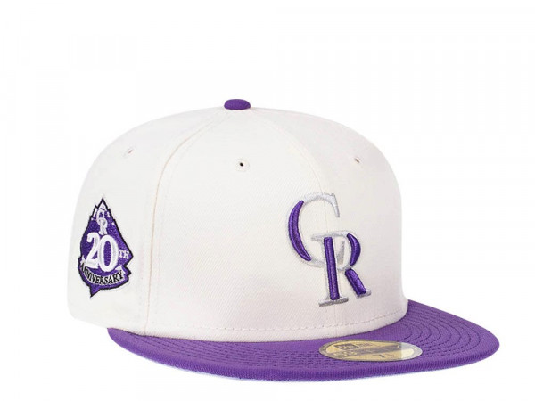 New Era Colorado Rockies 20th Anniversary Cream Two Tone Edition 59Fifty Fitted Cap