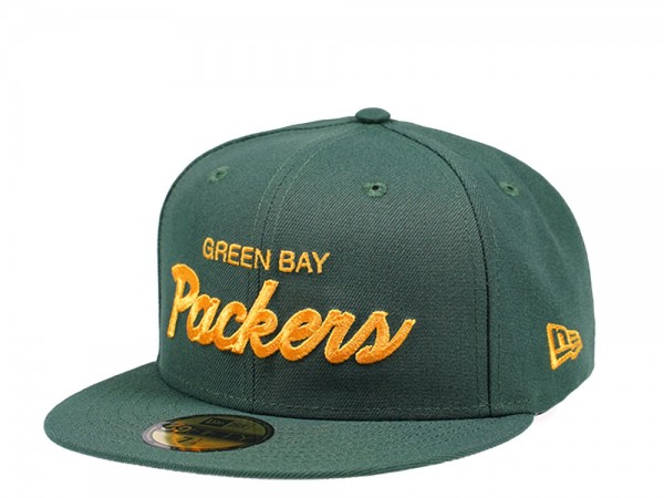 New Era Green Bay Packers Throwback Script 59Fifty Fitted Cap