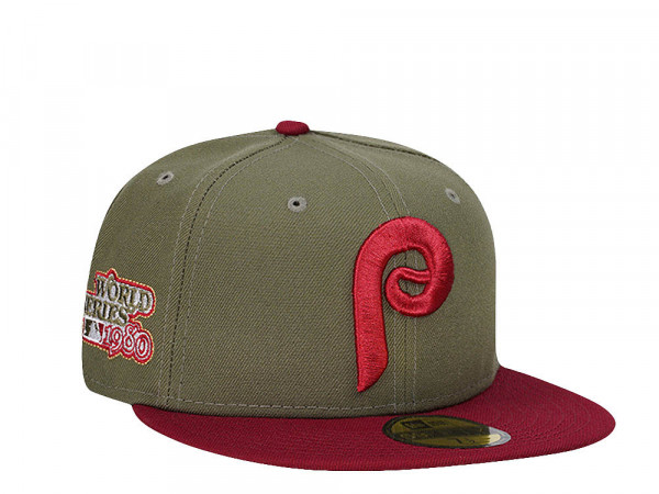 New Era Philadelphia Phillies World Series 1980 Olive Two Tone Throwback Edition 59Fifty Fitted Cap