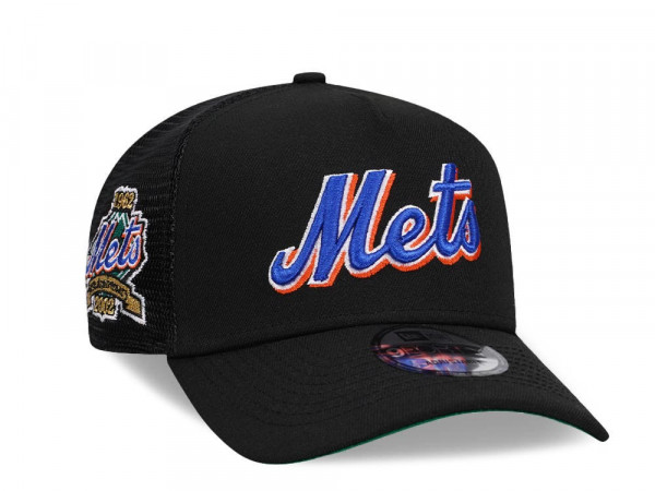 New Era New York Mets 40th Anniversary Black Throwback 9Forty A Frame Trucker Snapback Cap