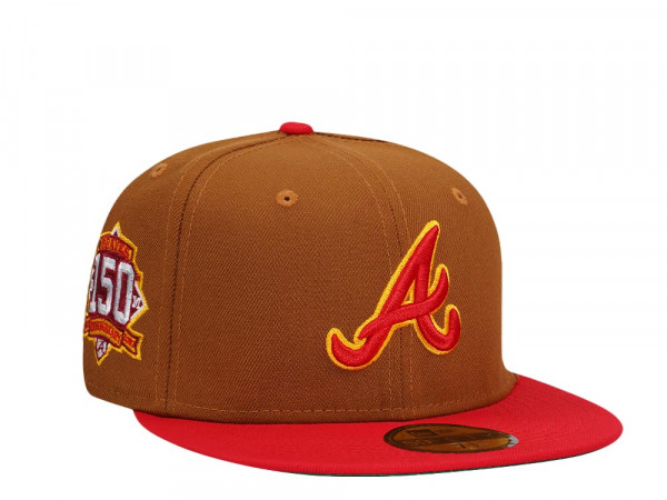 New Era Atlanta Braves 150th Anniversary Bourbon Two Tone Throwback Edition 59Fifty Fitted Cap