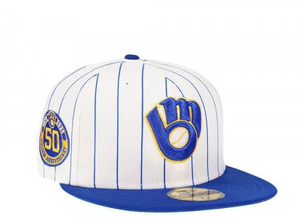 New Era Milwaukee Brewers 50th Anniversary Pinstripe Heroes Elite Edition 59Fifty Fitted Cap