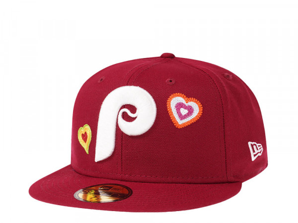 New Era Philadelphia Phillies Maroon Chainstitchheart Edition 59Fifty Fitted Cap
