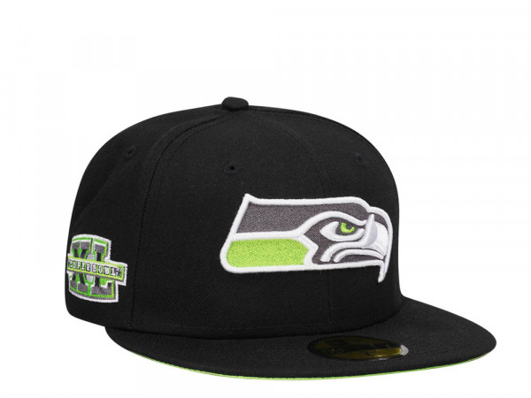 New Era Seattle Seahawks Super Bowl XL Black Neon Edition 59Fifty Fitted Cap