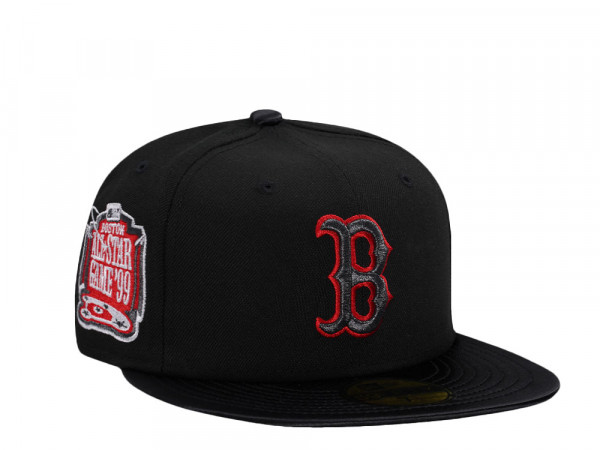 New Era Boston Red Sox All Star Game 1999 Shiny Black And Red Satin Brim Edition 59Fifty Fitted Cap
