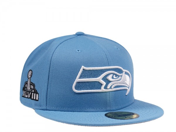 New Era Seattle Seahawks Super Bowl XLVIII Sky Blue Edition 59Fifty Fitted Cap