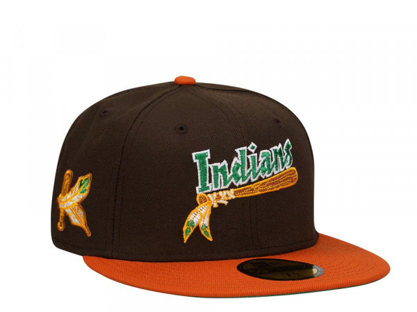 New Era Kinston Indians Chocolate Two Tone Throwback Edition 59Fifty Fitted Cap