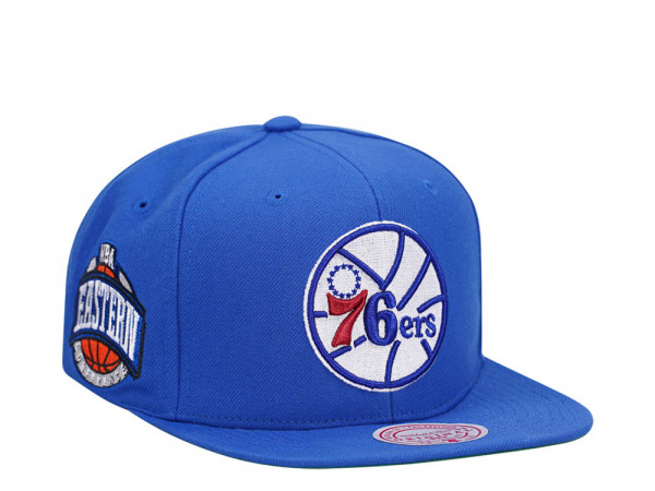 Mitchell & Ness Philadelphia 76ers Conference Patch Blue Snapback Cap