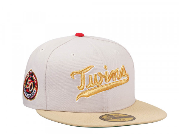 New Era Minnesota Twins 50th Season Stone Gold Two Tone Edition 59Fifty Fitted Cap
