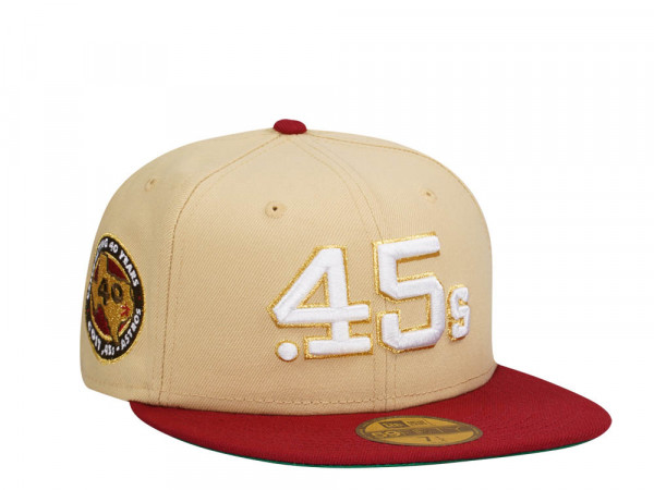 New Era Houston Colts 40th Anniversary Vegas Gold Two Tone Throwback Edition 59Fifty Fitted Cap