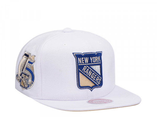 Mitchell & Ness New York Rangers 75th Anniversary Winter White Snapback Cap