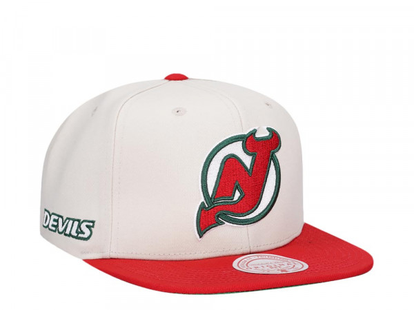 Mitchell & Ness New Jersey Devils Vintage Off-White Snapback Cap