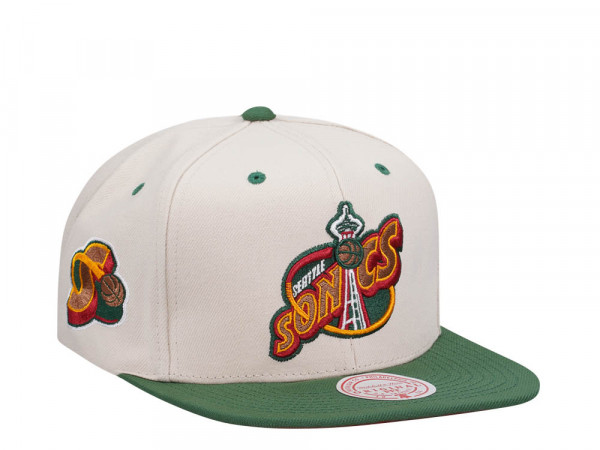Mitchell & Ness Seattle Supersonics Sail Off White Two Tone Snapback Cap