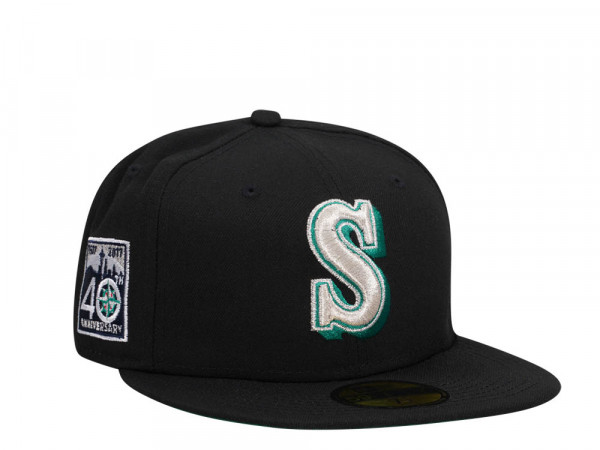 New Era Seattle Mariners 40th Anniversary Black Dome Throwback Edition 59Fifty Fitted Cap
