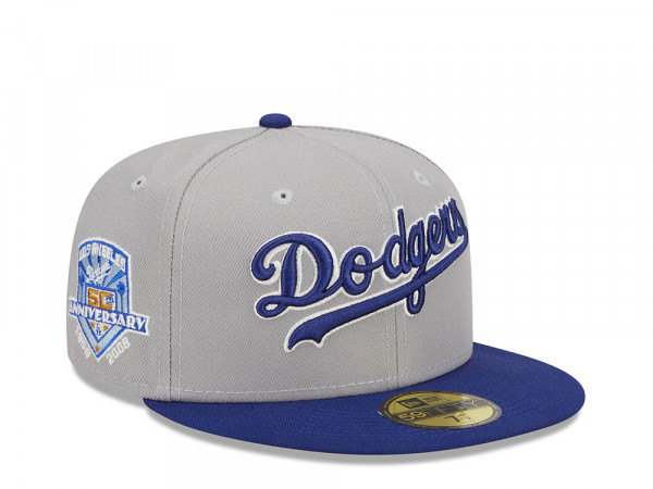 New Era Los Angeles Dodgers Gray Retro Script 50th Anniversary Throwback Edition 59Fifty Fitted Cap