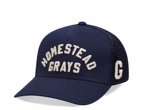 American Needle Homestead Grays Negro League Valin Navy Trucker Snapback Cap