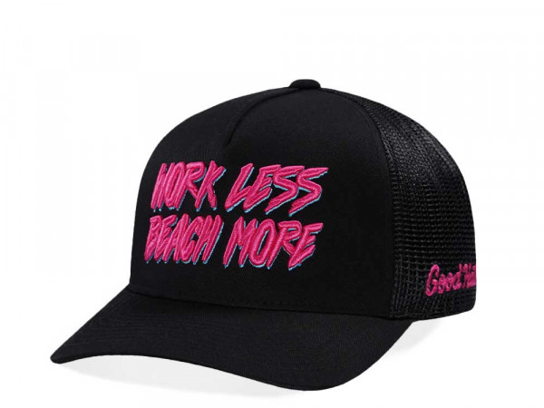 Good Hats Work Less Beach More Black Trucker Edition Snapback Cap