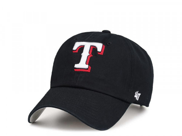 47Brand Texas Rangers Black Ballpark Clean up Strapback Cap