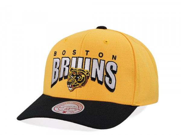 Mitchell & Ness Boston Bruins Pro Crown Fit Vintage Yellow Snapback Cap