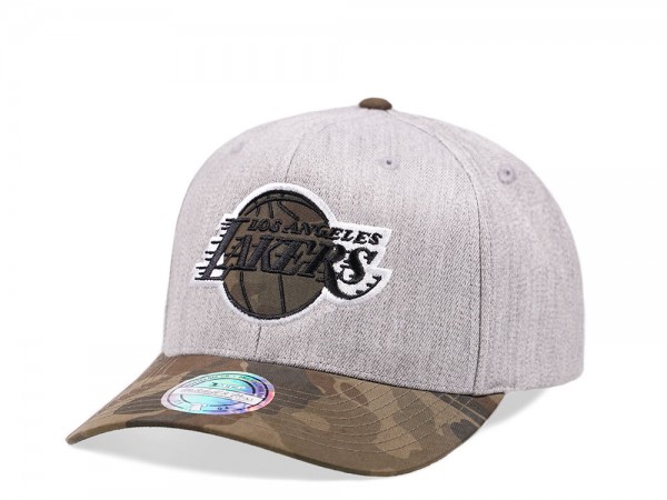 Mitchell & Ness Los Angeles Lakers Heather and Camo 110 Flex Snapback Cap