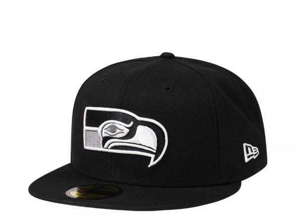 New Era Seattle Seahawks Throwback Steel Black Edition 59Fifty Fitted Cap