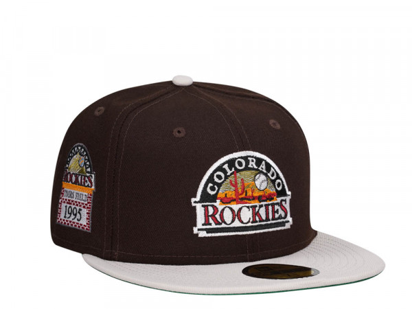 New Era Colorado Rockies Coors Field 1995 Burned Stone Two Tone Throwback Edition 59Fifty Fitted Cap