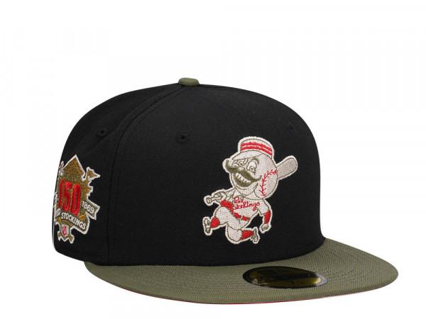 New Era Cincinnati Reds 150th Anniversary Black Olive Two Tone Edition 59Fifty Fitted Cap